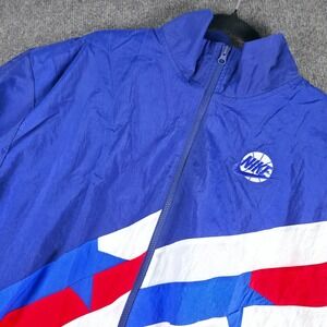 Nike Sportwear Track Jacket Mens M Blue Red White Basketball Stars Loose Fit